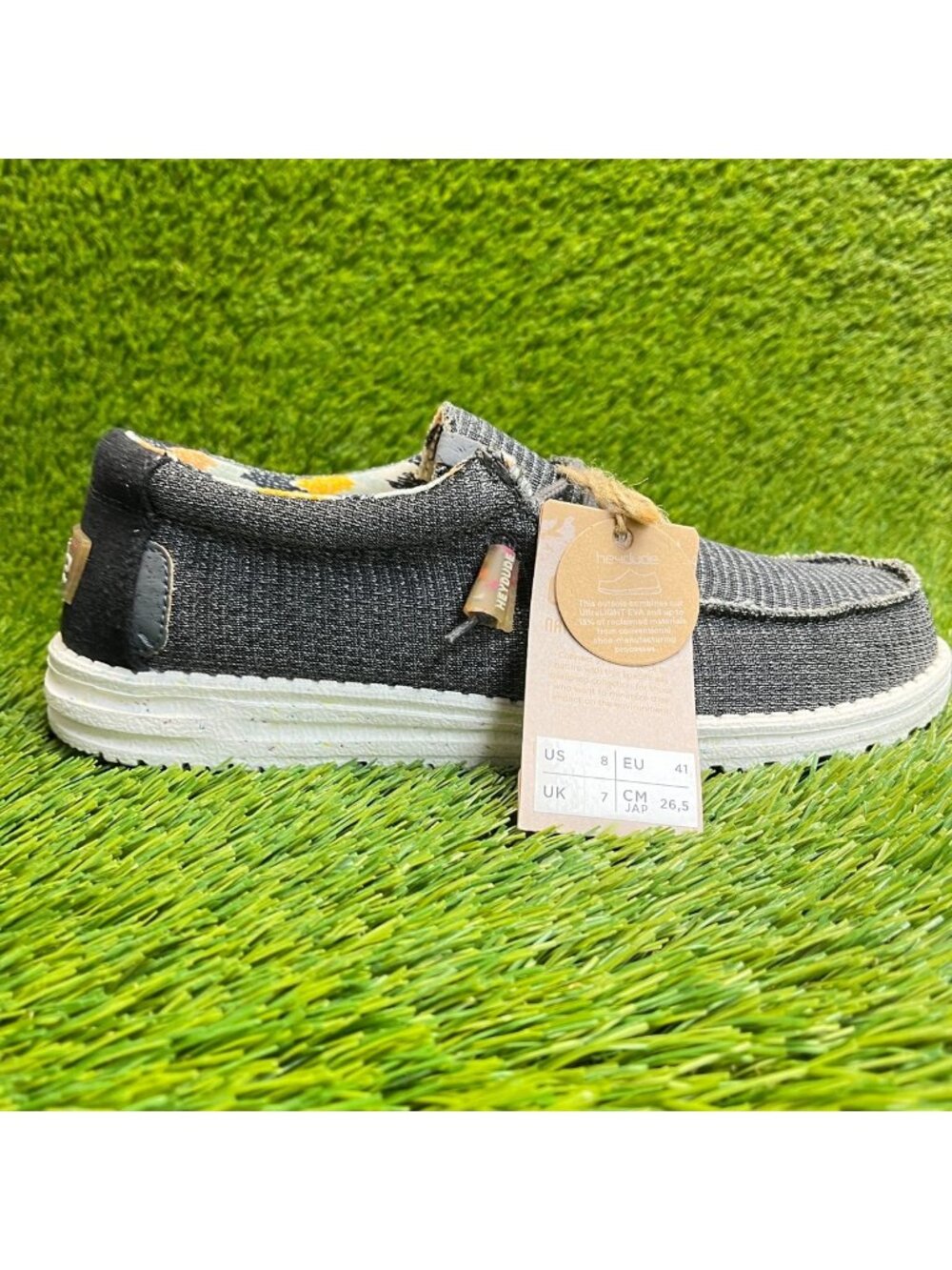 Hey Dude Wally Eco Sox Charcoal Gray Mens Size 8 Casual Walking Slip-On Shoes